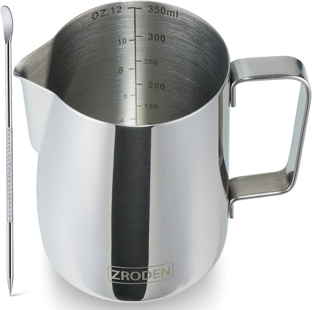 Milk Frothing Pitcher, 12oz Espresso Steaming Pitchers Stainless Steel Milk Coffee Cappuccino Bar... | Amazon (US)