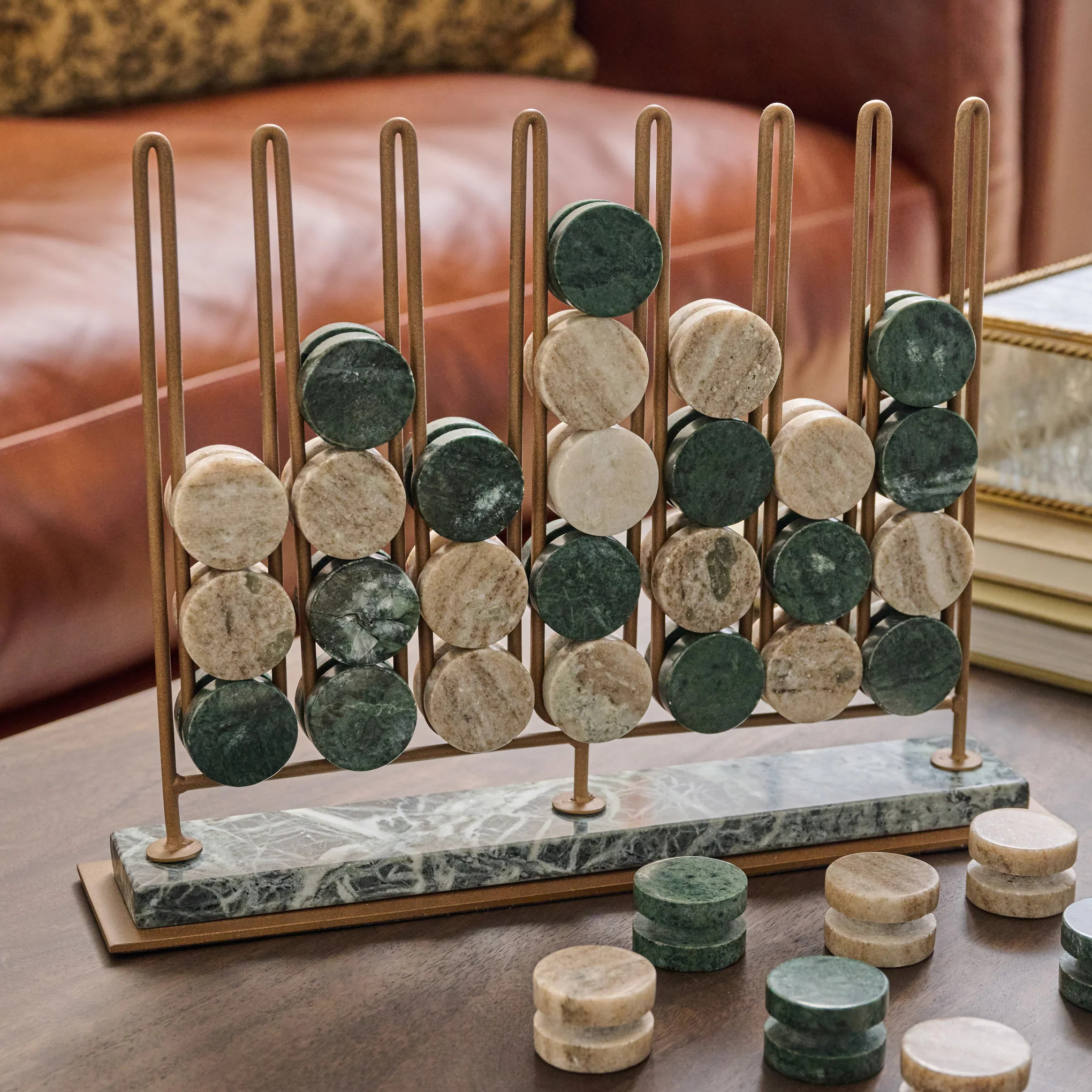 Green Marble Four In-a-Row Decorative Game | Magnolia