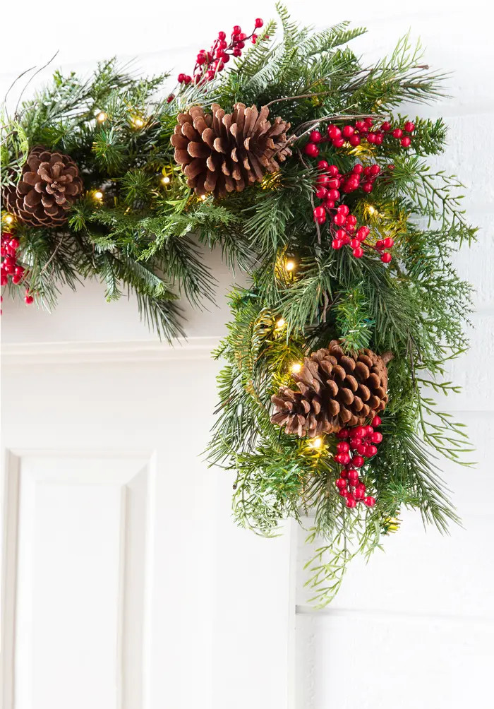 Outdoor Lighted Red Berry Pine Foliage | Nordstrom