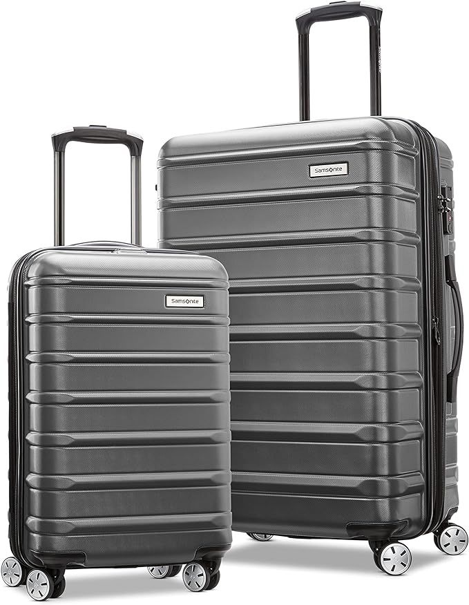 Samsonite Omni 2 Hardside Expandable Luggage with Spinners | Solid Charcoal | 2PC SET (Carry-on/M... | Amazon (US)