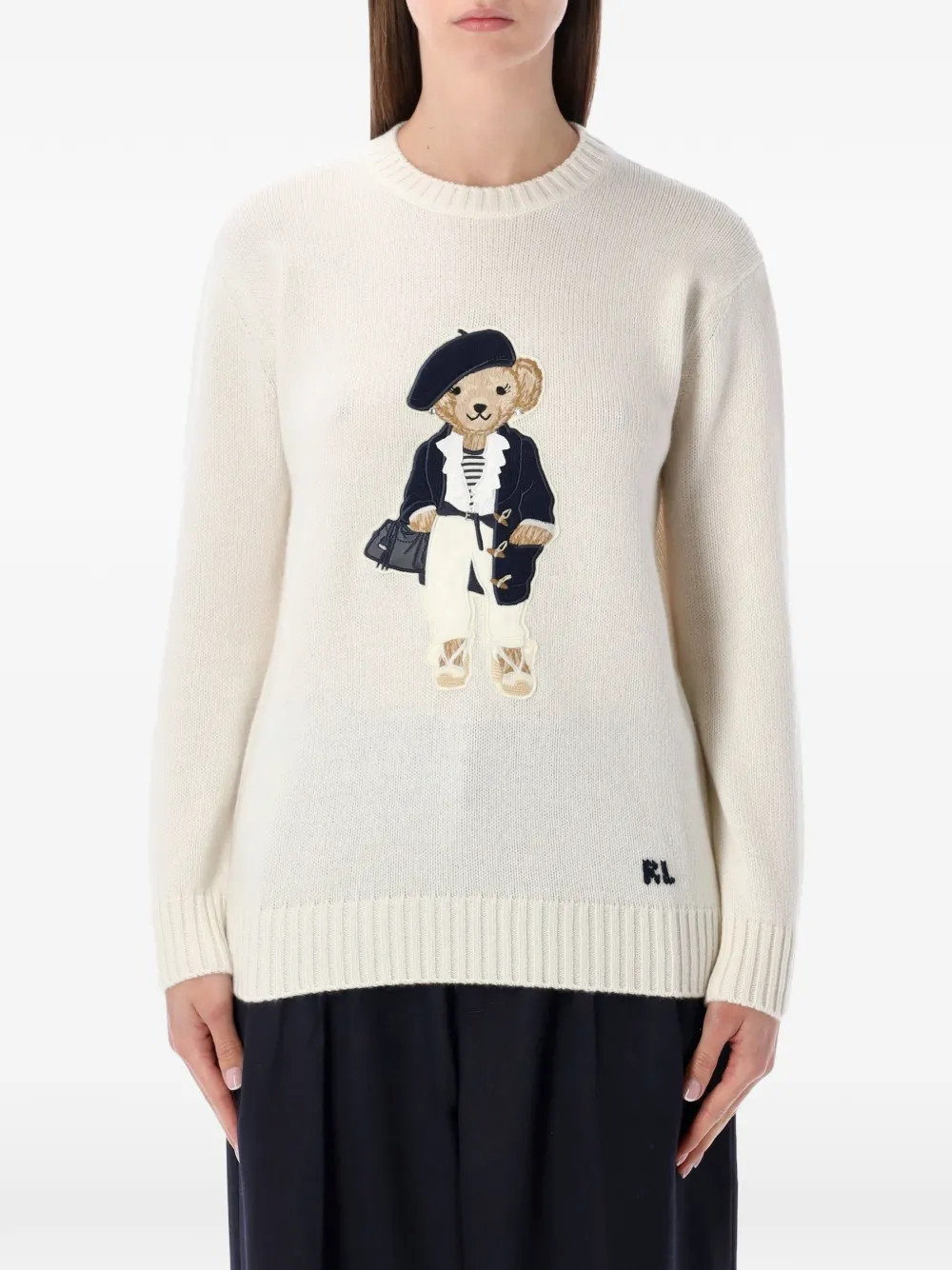 Ralph Lauren Collection bear-embroidered sweater - Neutrals | Farfetch Global