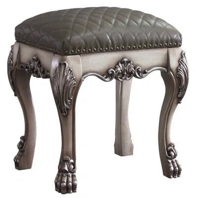 Grey Vanity Stool With Vintage Finish, Enhancing Bedroom Style Suiting Styles | Wayfair North America