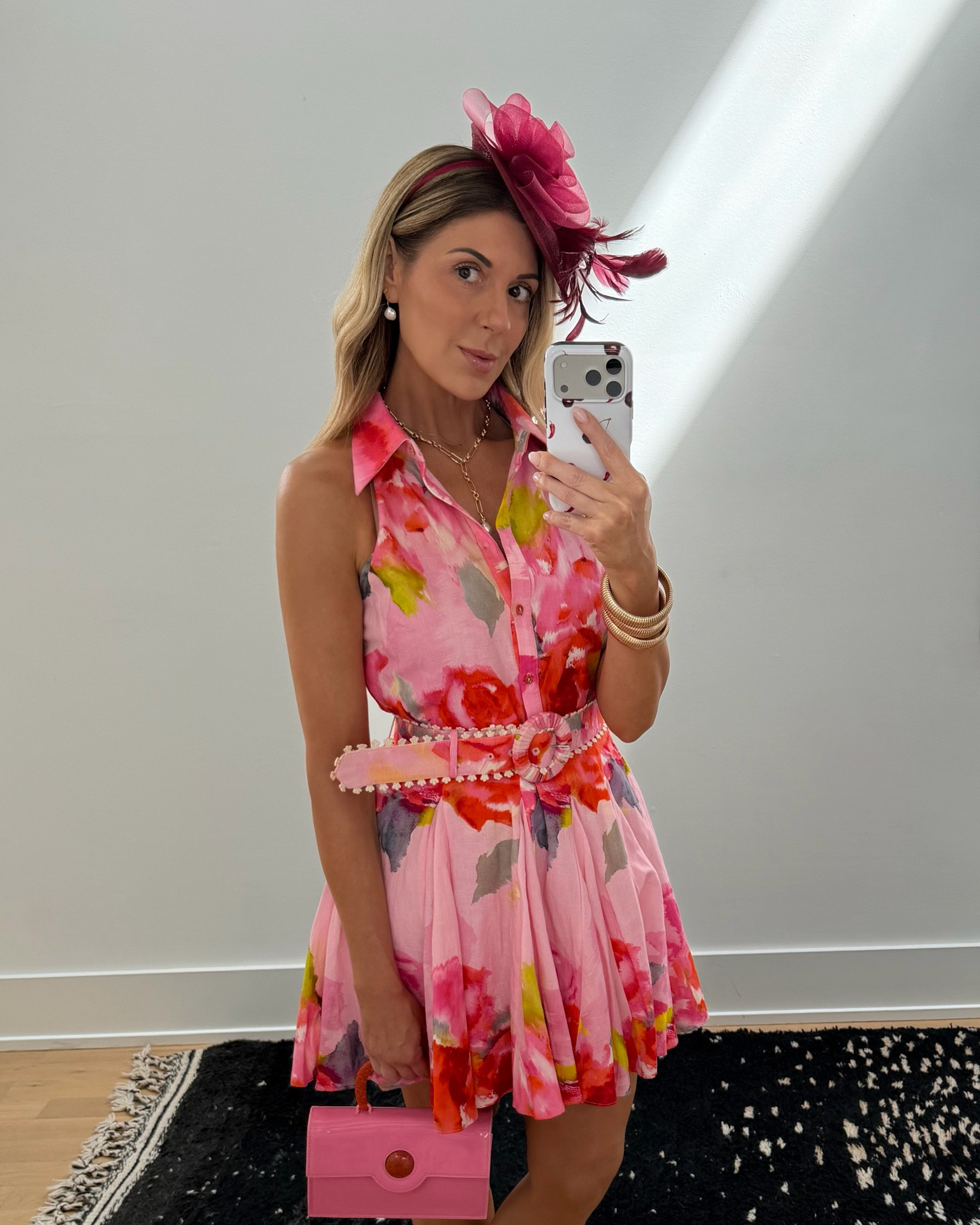 Saturday at Steeplechase 🏇 Wearing a size small in pink dress and xs in orange