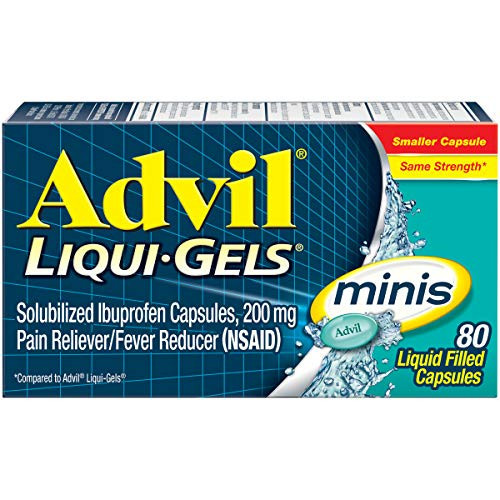 Advil Liqui-Gels Minis Pain Reliever and Fever Reducer, Pain Medicine for Adults with Ibuprofen 200mg for Pain Relief - 80 Liquid Filled Capsules | Amazon (US)