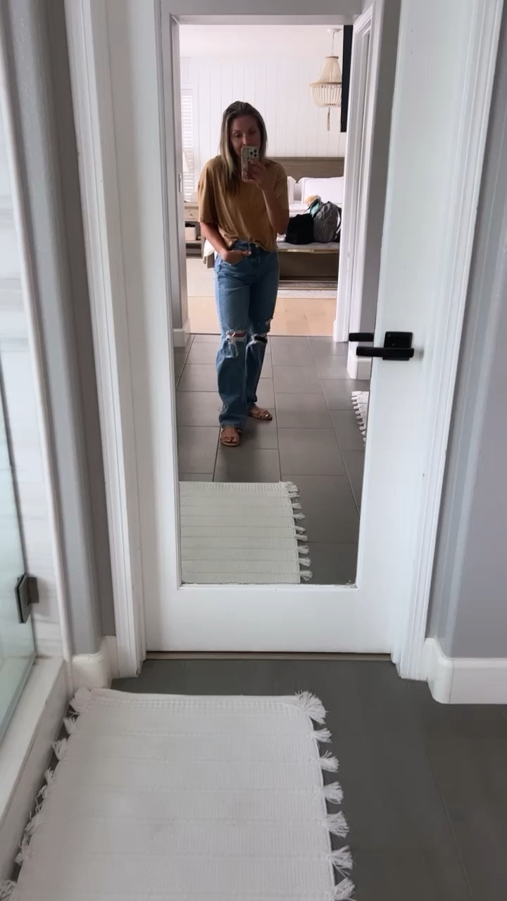 Target sale. Super comfy, my weekend go-to 90s distressed jeans are on sale for $25 and change and thus t-shirt I own in 4 different colors and I wear it all the time is on sale for $8!!

#weekendjeans #jeans #denim #mom #weekendlook

#LTKfindsunder50 #LTKover40 #LTKsalealert