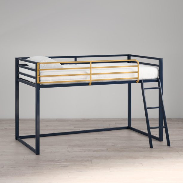 Little Seeds Monarch Hill Haven Twin Size Metal Junior Loft Bed, Navy - Walmart.com | Walmart (US)
