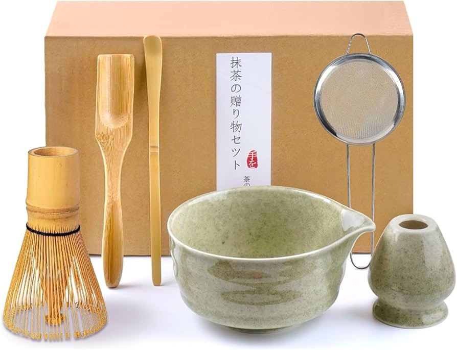 Matcha Set, 6 Stück Matcha Tee Set mit Matcha Besen, Edelstahlsieb, Matcha Schale, 2 Matcha Löf... | Amazon (DE)