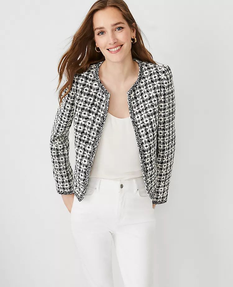 Fringe Tweed Puff Sleeve Jacket | Ann Taylor (US)