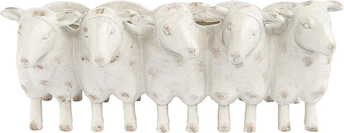 Creative Co-Op Farmhouse Resin Sheep Planter, Cream | Amazon (US)