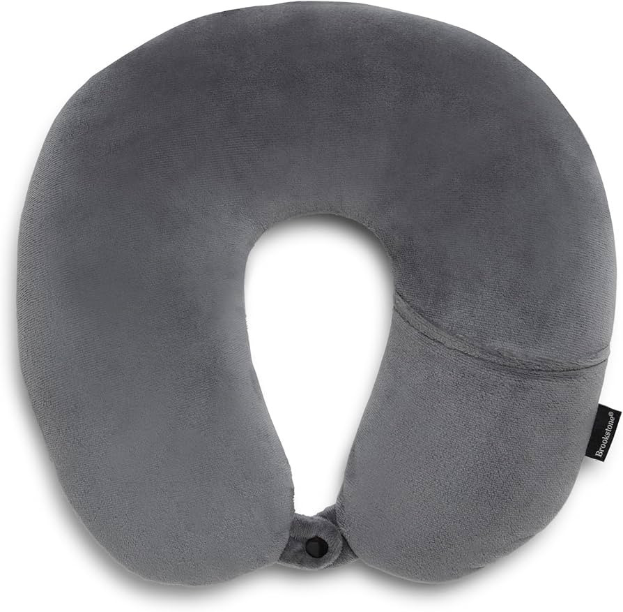 Brookstone Microbead Travel Head and Neck Pillow Lightweight and Plush with Phone or Headphone Po... | Amazon (US)