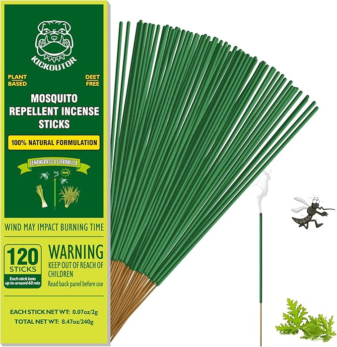 KICKOUTOR® Mosquito Repellent Outdoor Patio 120 PCS Citronella Oil Mosquito Incense Sticks Natur... | Amazon (US)