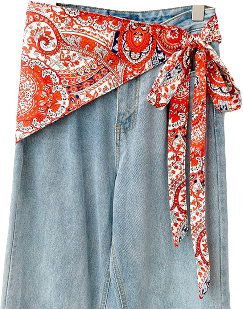 Long Skinny Scarf Belt for Women - Triangle Waist Sash Tie for Dresses, Fashion Accessory | Amazon (US)