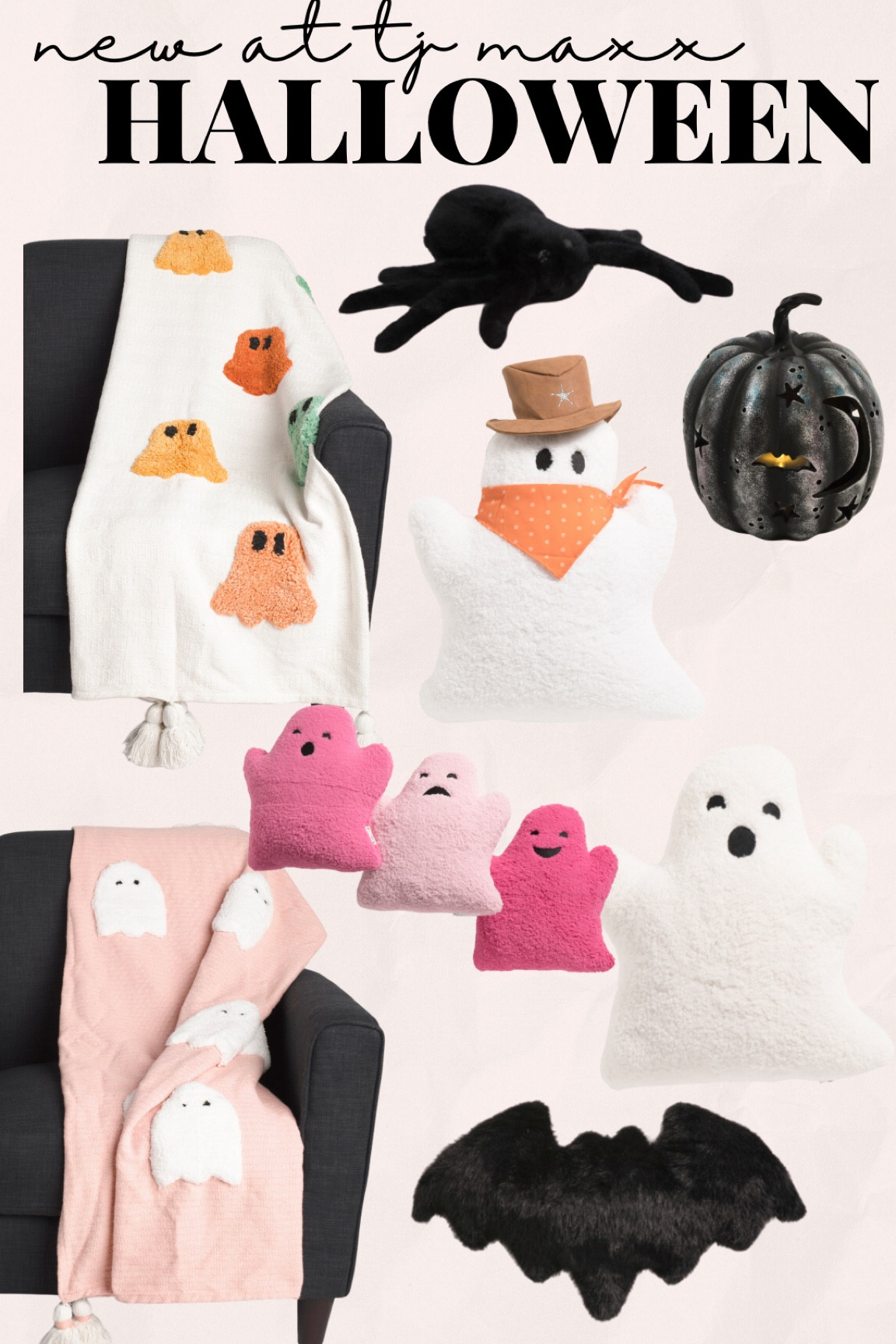 Halloween has arrived at tj maxx - Halloween home decor - Halloween pillows - viral ghost blanket - Halloween throw blanket - skeleton - ghost pillow/ skull pillow - spider pillow - pink Halloween 

#LTKHome #LTKFindsUnder50 #LTKSeasonal