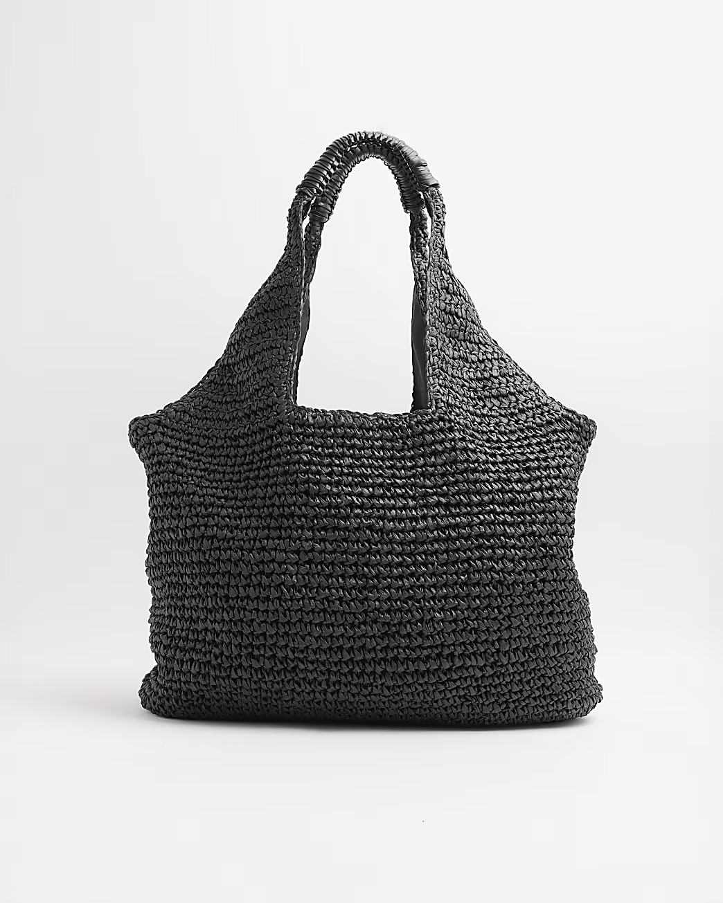 Black RR Raffia Shopper Bag | River Island UK & IE