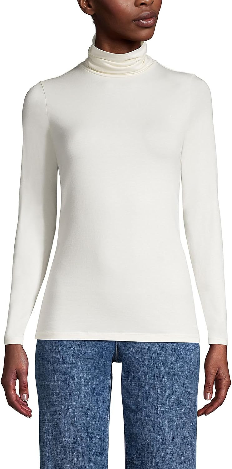 Lands' End Women's Jersey Knit Turtleneck | Amazon (US)