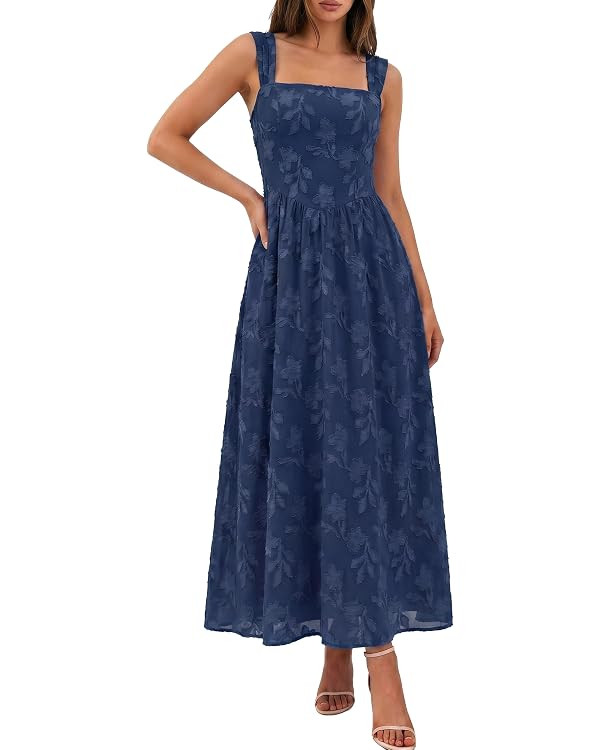 BerryGo Womens Summer Wedding Guest Dresses Casual Sleeveless Square Neck Boho Flowy Formal Vacat... | Amazon (US)