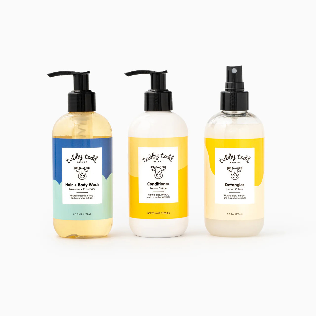 The Tubby Hair Bundle - Lavro HBW/ Lemon Creme Conditioner/ Lemon Detangler | Tubby Todd Bath Co.