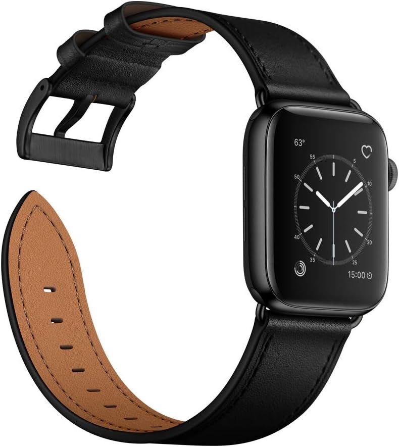 OUHENG Compatible with Apple Watch Band 49mm 45mm 44mm 42mm, Genuine Leather Band Replacement Str... | Amazon (US)
