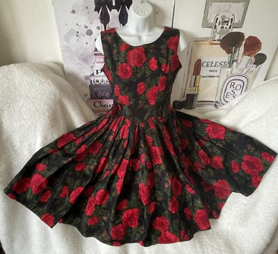 Original Vintage Handmade OOAK 1950s Floral Red Roses Fit&Flare Dress UK10 EU36  | eBay | eBay UK