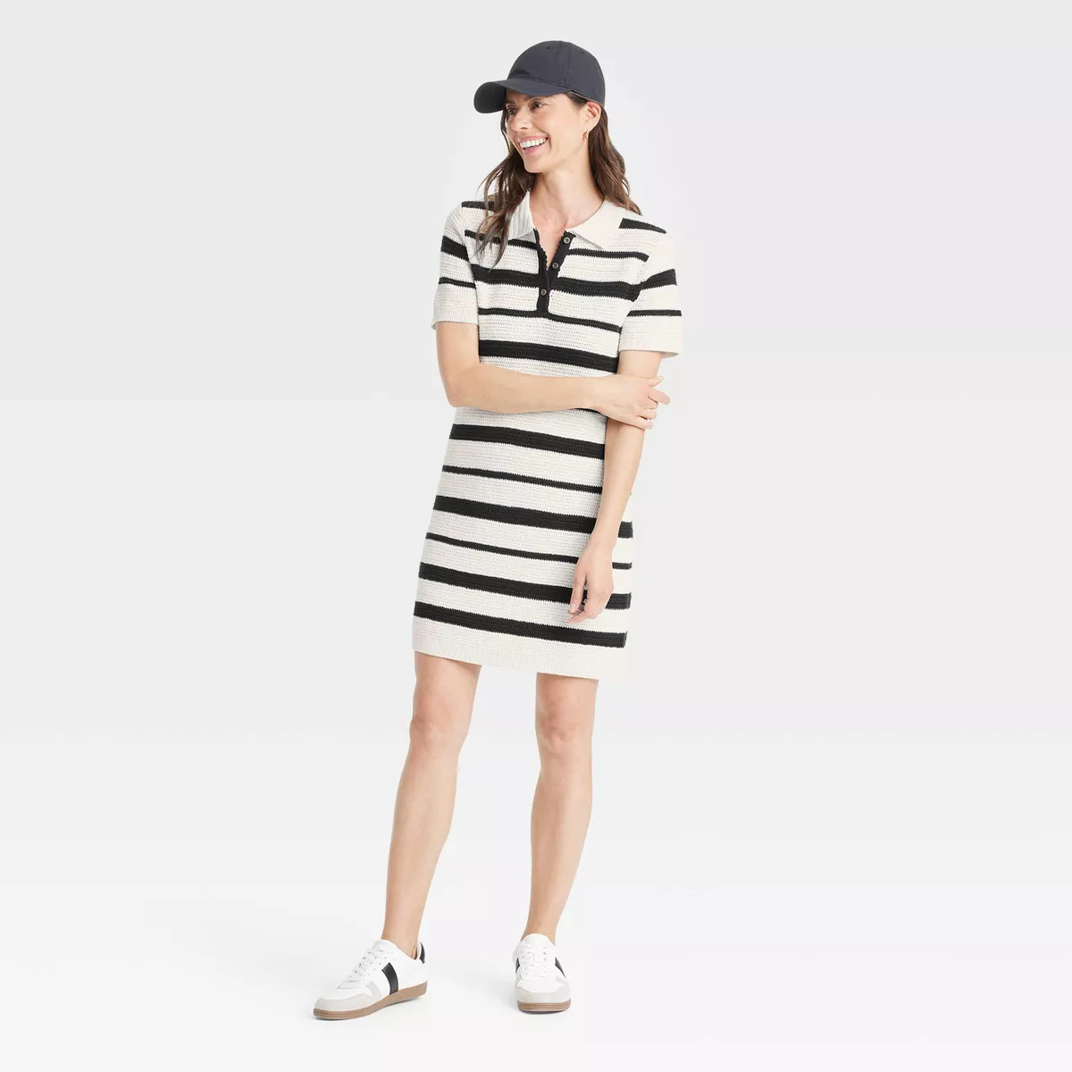 Women's Short Sleeve Mini T-Shirt Dress - Universal Thread™ Cream/Black Striped | Target