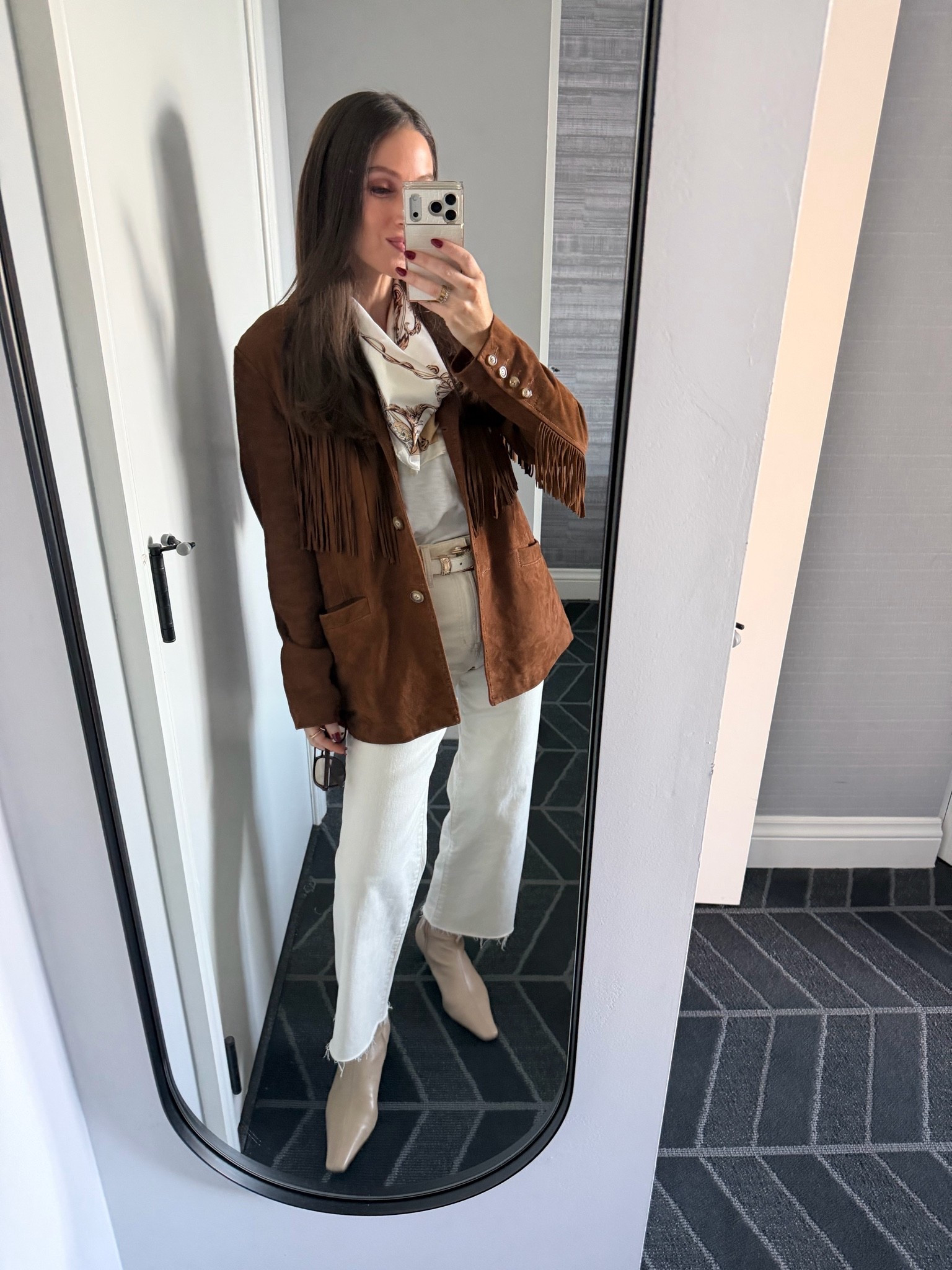 Suede fringe country concert look. Everything runs true to size — sized up a half a size in the boots!

#LTKootd #LTKOver40 #LTKSeasonal
