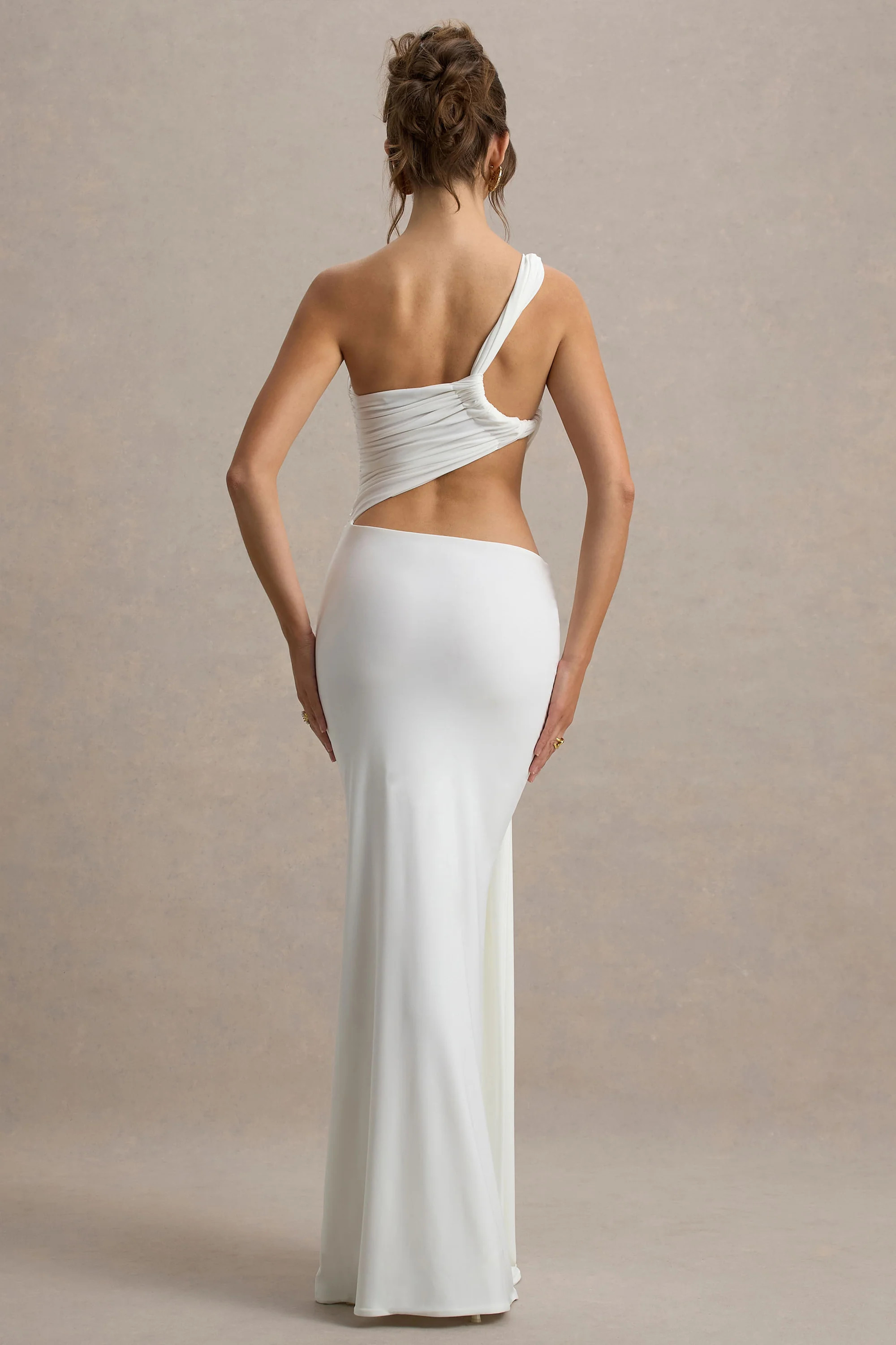 Giovanna | White Asymmetric Maxi Dress With Wrap Skirt | Club L London