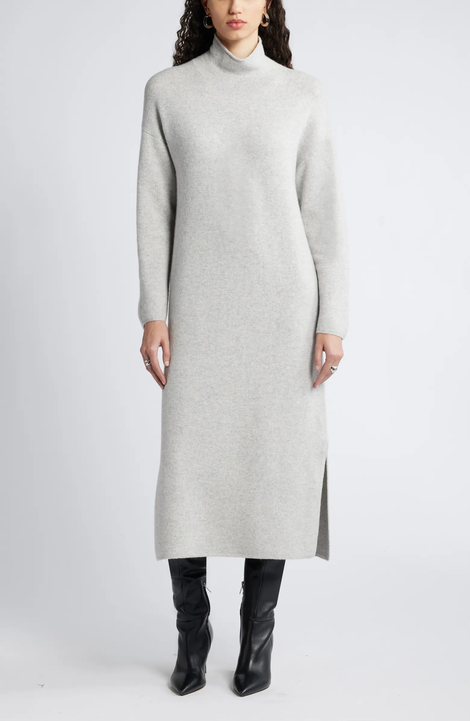 Nordstrom Mock Neck Long Sleeve Wool & Cashmere Sweater Dress | Nordstrom | Nordstrom