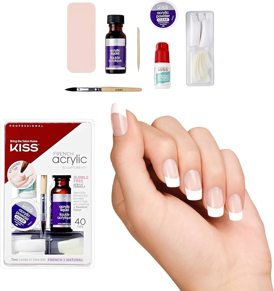 KISS French Acrylic False Nails Sculpture Kit, Natural & French Manicure, Extended Bubble-Free Na... | Amazon (US)