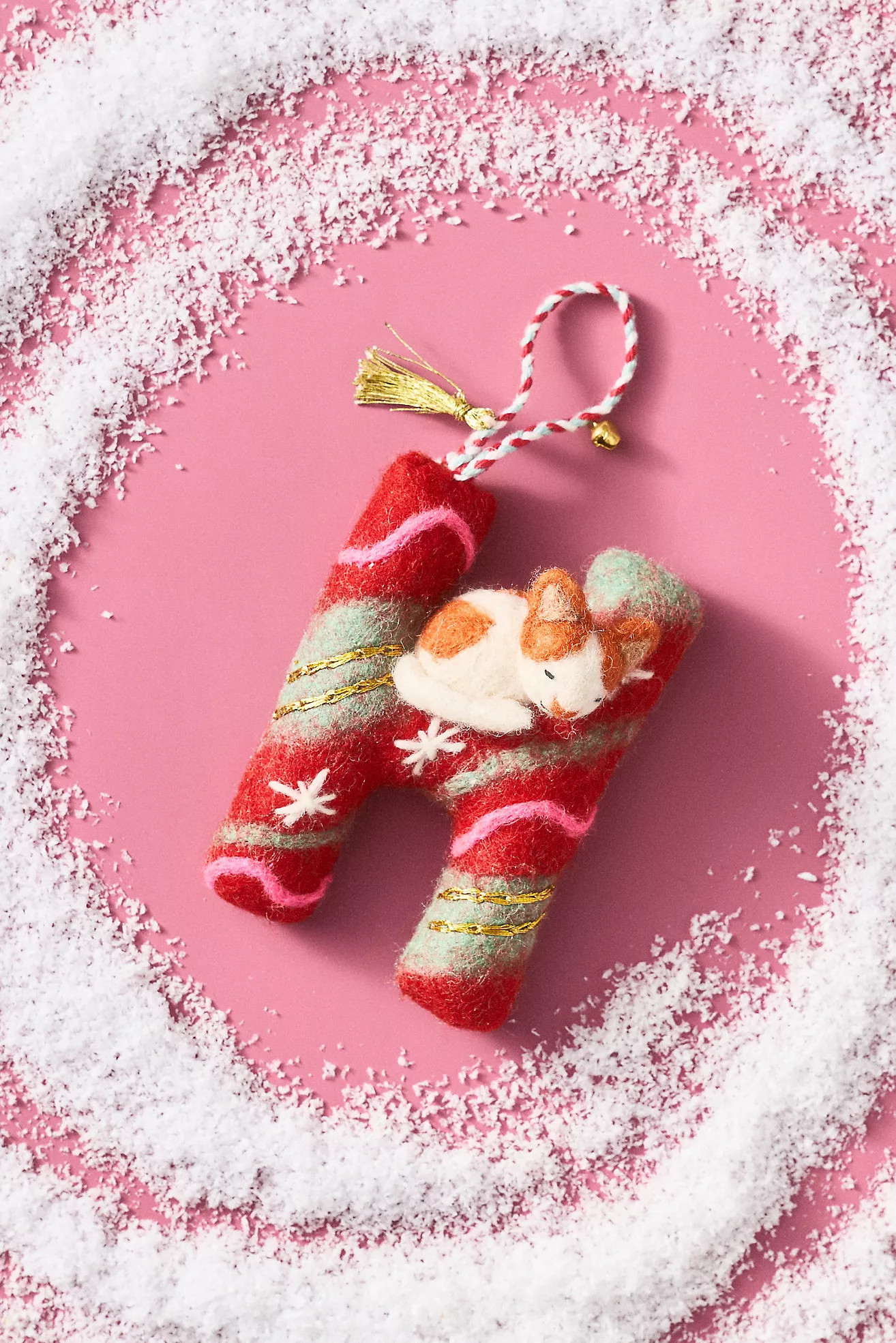 Forest Friends Monogram Wool Felt Ornament | Anthropologie (US)