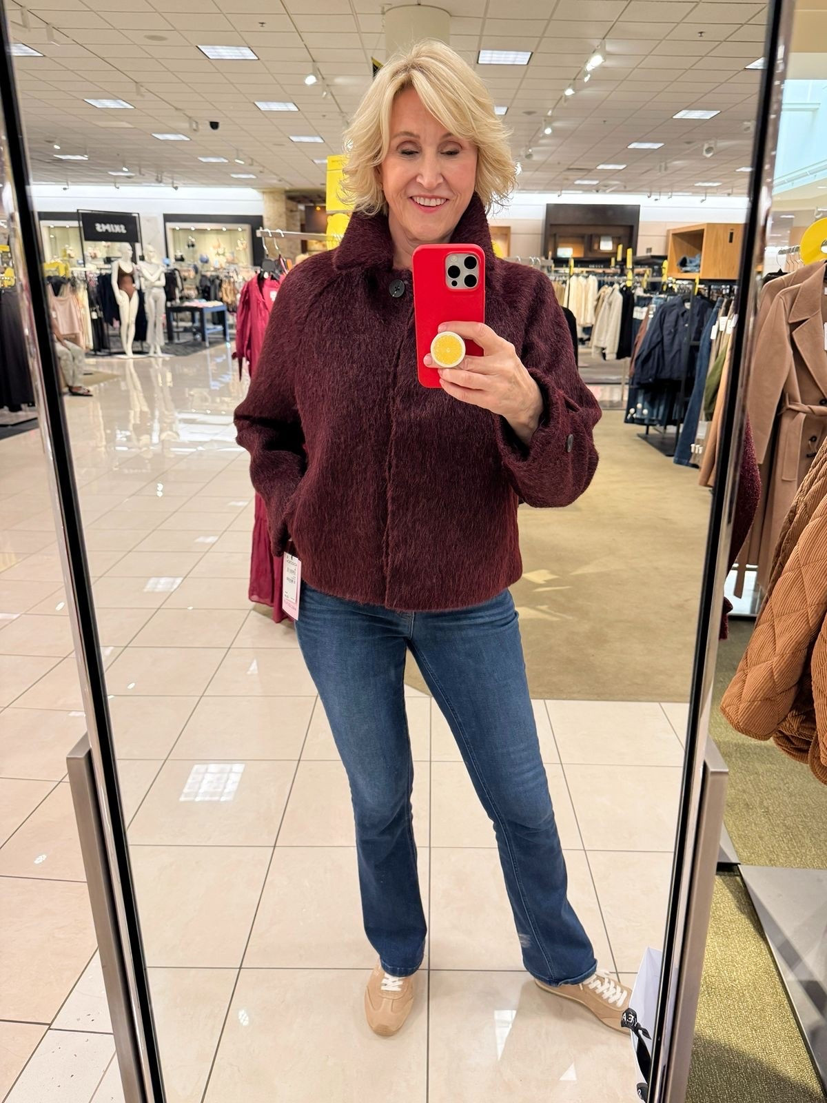 This is the kind of outfit I could happily wear on repeat all fall 🤎 A cozy woolly jacket from Nordstrom paired with my favorite denim and retro sneakers—comfortable, casual and still feels put together.

I love when an outfit is this easy! Just add a coffee and I’m ready for the day. ☕️🍂

#LTKSeasonal #LTKOver40 #LTKootd