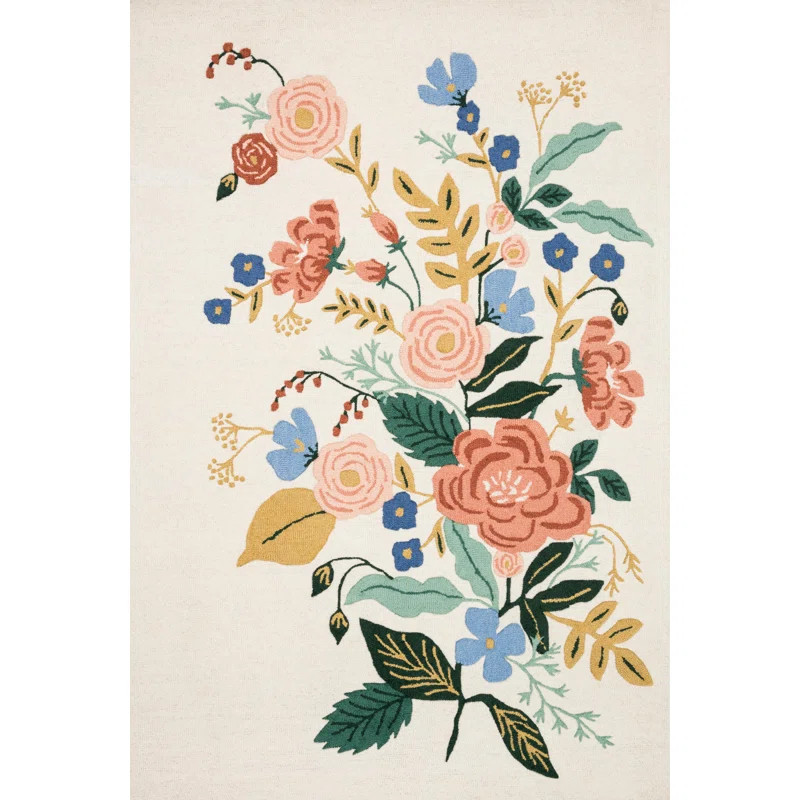 Rifle Paper Co. x Loloi Les Fleurs LES-04 Ivory / Multi Rug | Wayfair North America