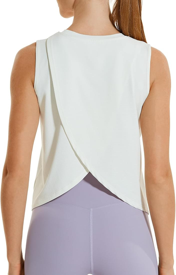 HODOSPORTS Womens Workout Tops Open Back Crop Tank Tops Sleeveless Athletic Yoga Shirts Loose Fit | Amazon (US)