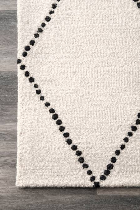 Ivory Dotted Diamond Trellis Nursery Area Rug | Rugs USA