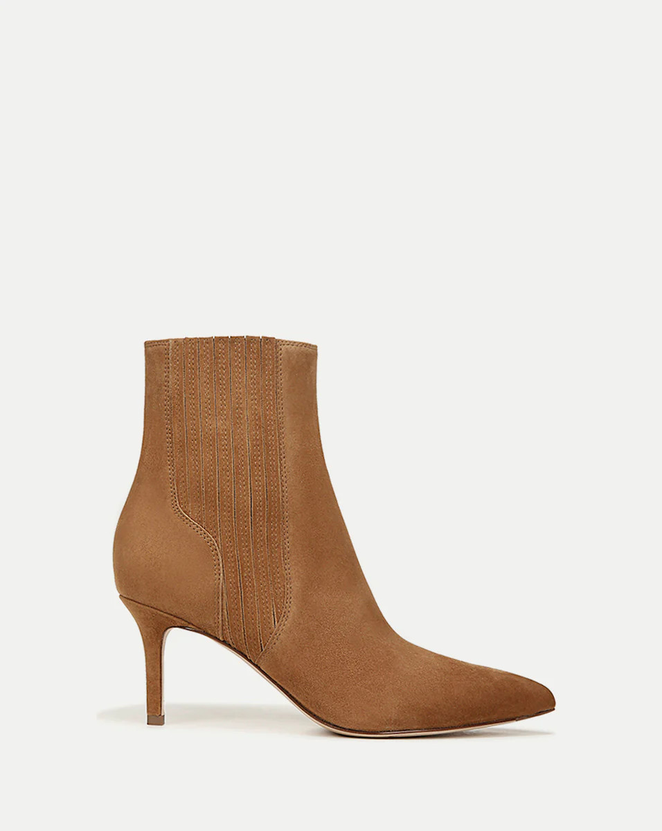 Lisa Suede Mid-Heel Bootie | Veronica Beard