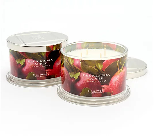 HomeWorx by Slatkin & Co. S/2 Deliciously Apple 18oz Candles | QVC