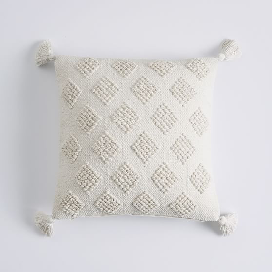 Diamond Loop Pillow Cover, 18 x 18, Ivory | Pottery Barn Teen