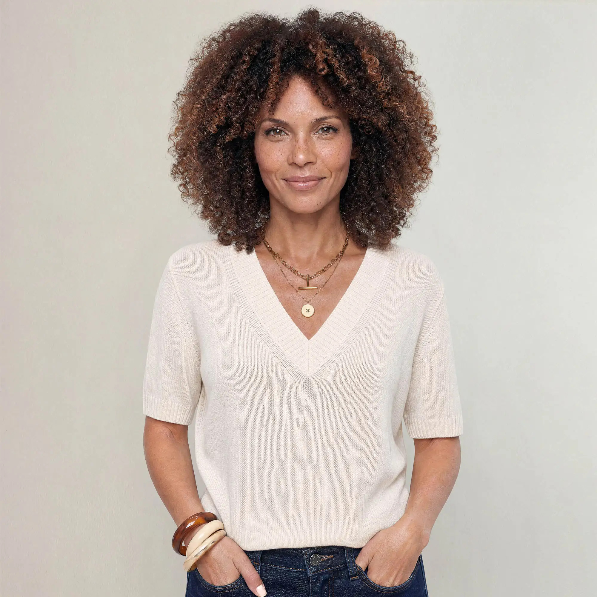 The Arla Cashmere Blend V-Neck | Marame