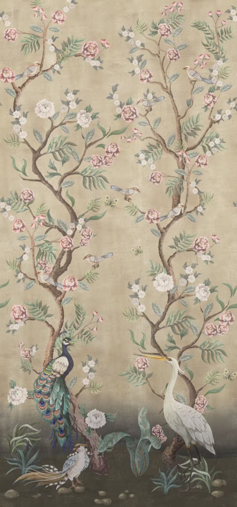 Chinoiserie Cherry Blossom Wallpaper Peacock Removable | Etsy | Etsy (US)