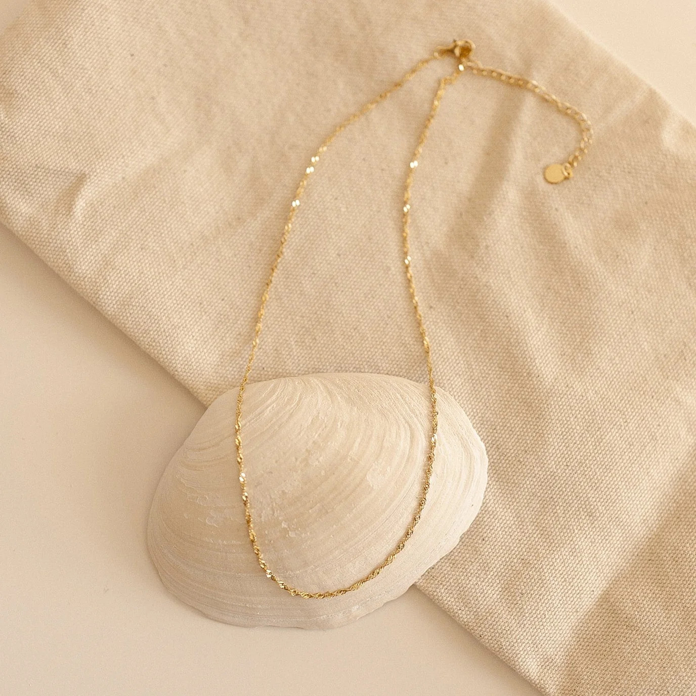 Classic Singapore Twist Chain Necklace in 18K Gold | Caitlyn Minimalist | Caitlyn Minimalist