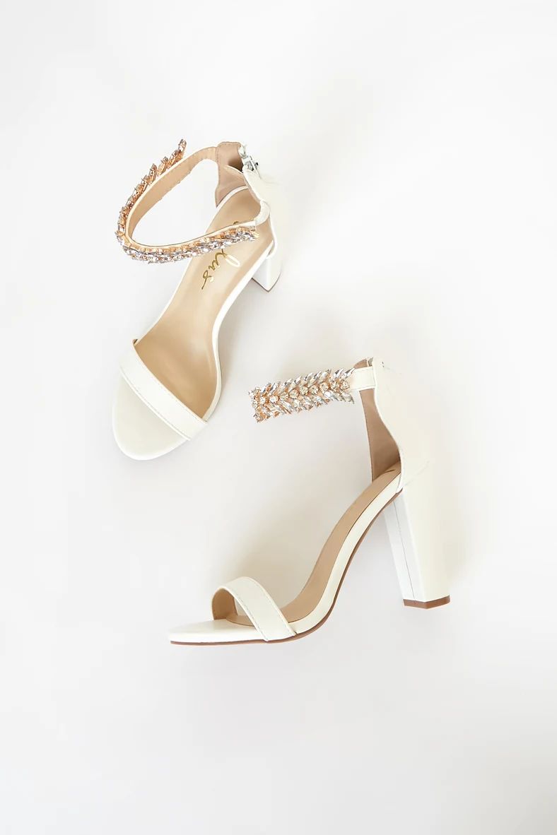 Mylan White Ankle Strap Heels | Lulus