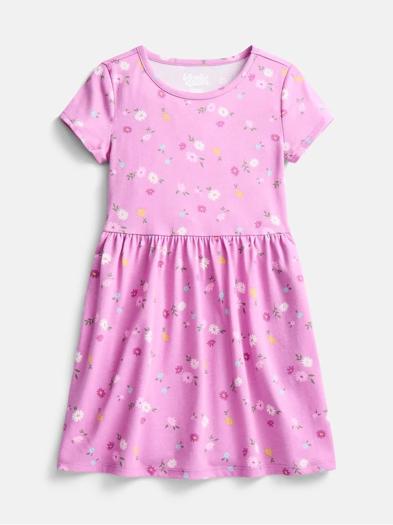 Wonder Nation Little Girls and Big Girls Play Dress with Short Sleeves, 2 Pack, Sizes XS-XXL | Walmart (US)