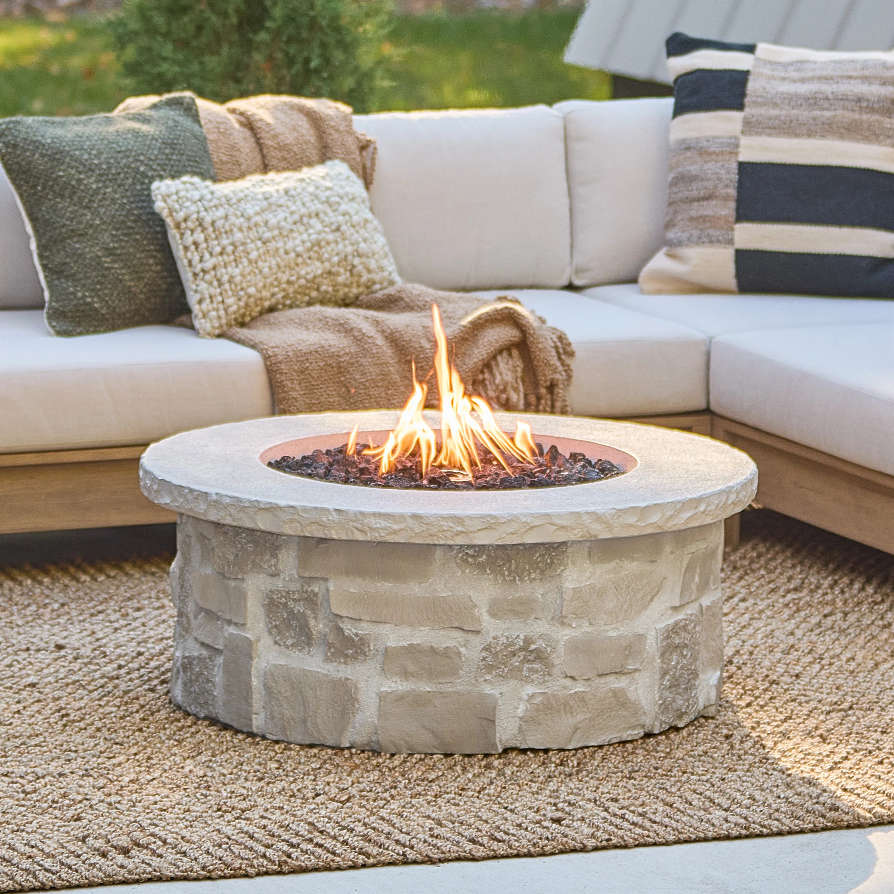 Real Flame Scottsdale 40" Round Stone Propane Fire Pit Table By Real Flame & Reviews | Wayfair | Wayfair North America