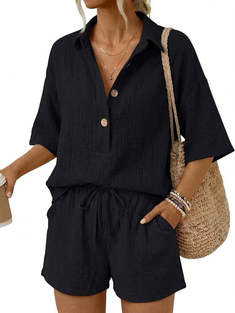 LILLUSORY Women 2 Piece Linen-feel Short Set Summer Outfit | Amazon (US)