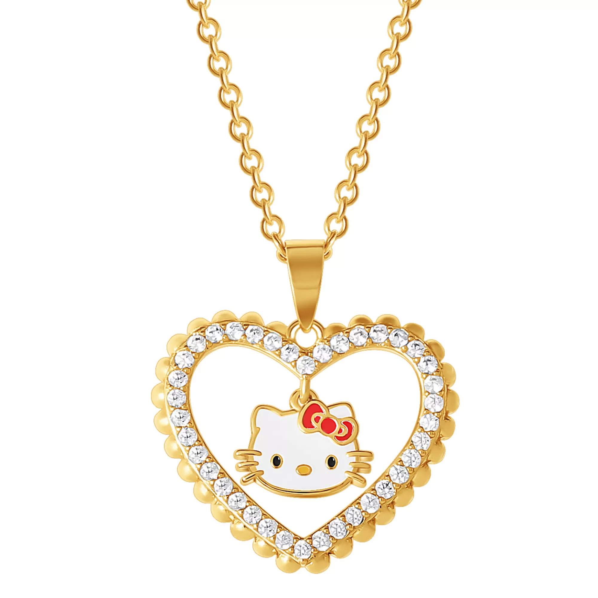 Sanrio Hello Kitty 18k Gold Flash Plated Cubic Zirconia Heart Pendant Necklace | Kohl's