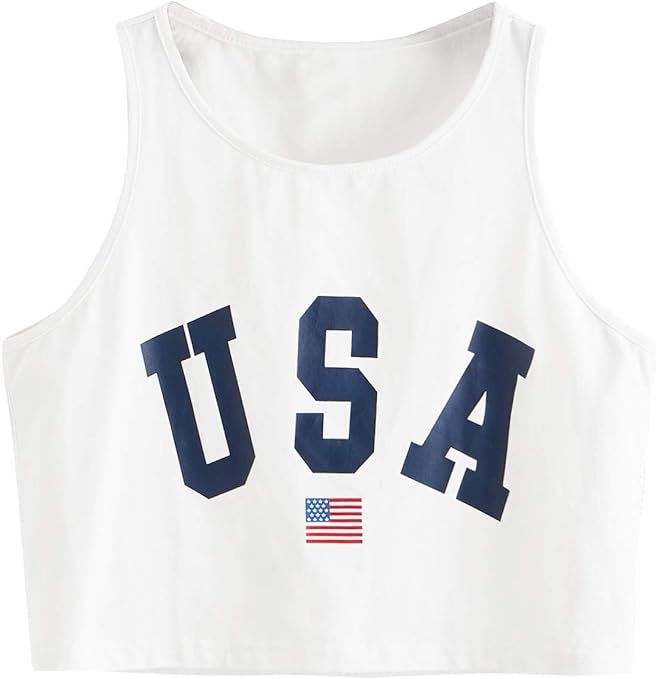 SweatyRocks Women's Casual Sleeveless Round Neck Workout Crop Tank Top Shirts | Amazon (US)