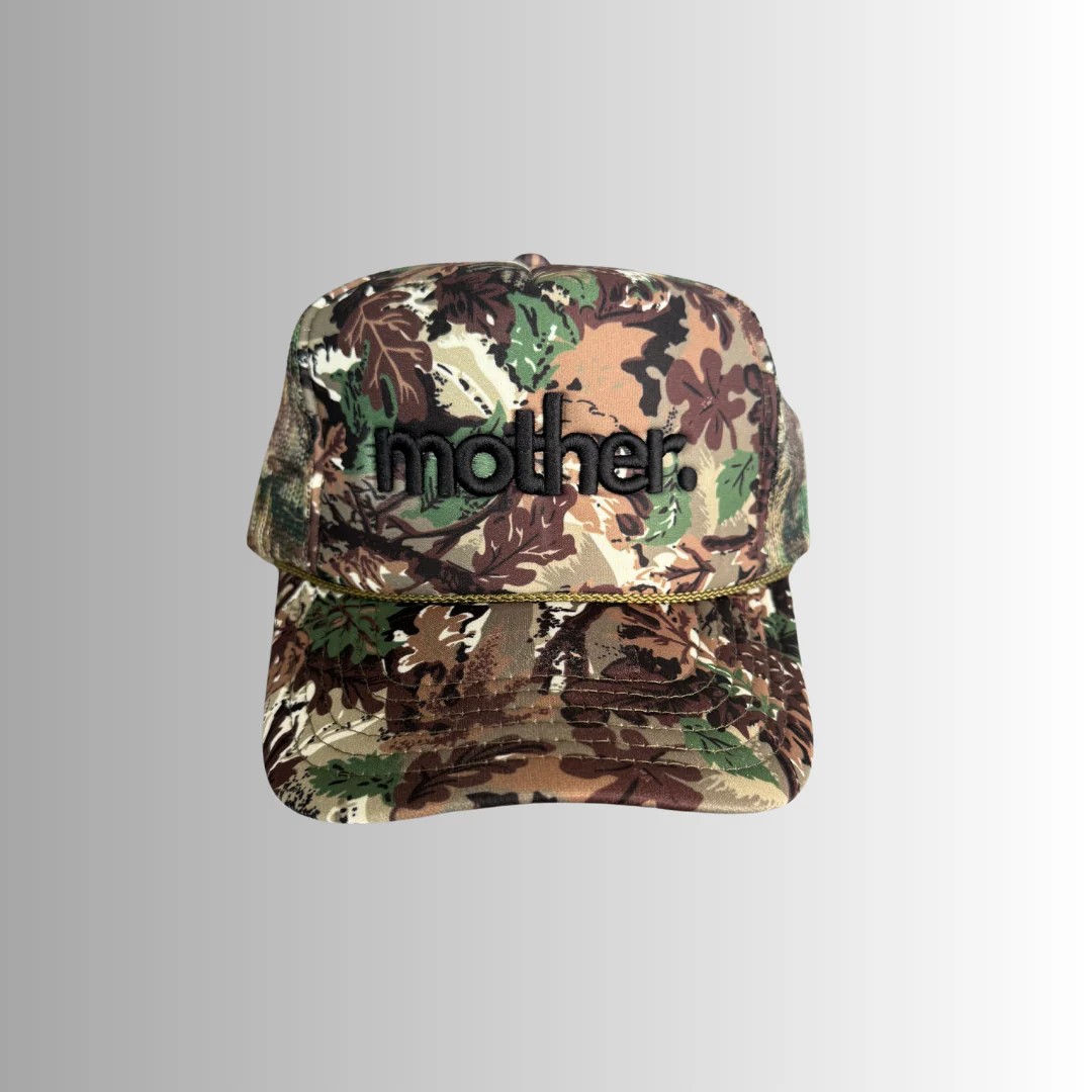 "mother." Embroidered Trucker Hat - Tree Camo | Mother Hats