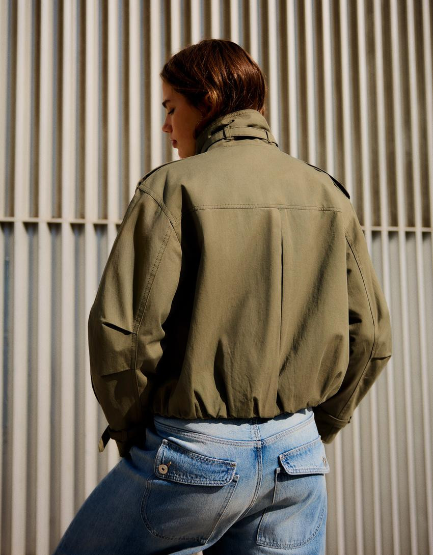 Gathered buckle jacket - Jackets and trench - Women | Bershka UK