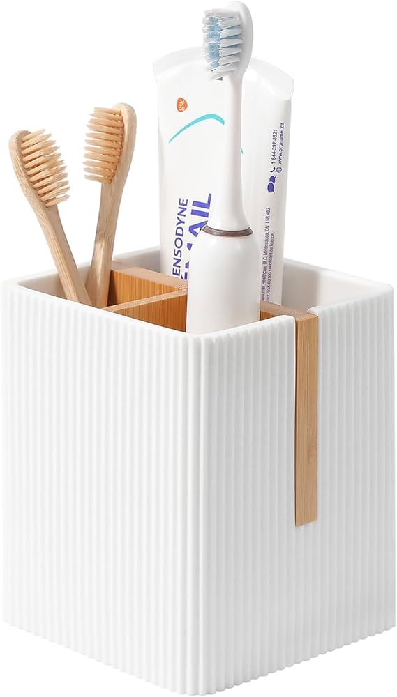 rejomiik Toothbrush Holders for Bathrooms Countertop, 3 Slots Electric Tooth Brushing and Toothpa... | Amazon (US)