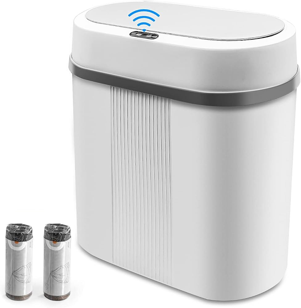 Touchless Bathroom Trash Can with Lid, 3.2 Gallon Automatic Motion Sensor Slim Smart Waterproof G... | Amazon (US)