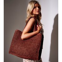 Rust Brown Straw Woven Tote Bag South Beach New Look | New Look (UK)